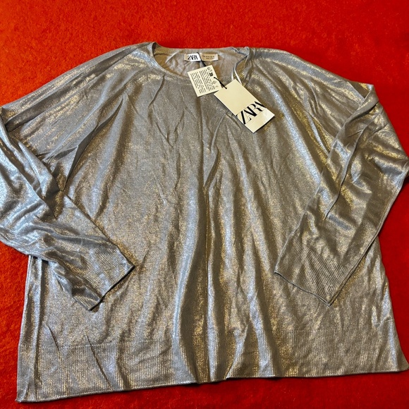 Zara Gray Crew Neck Sweater - Picture 2 of 6